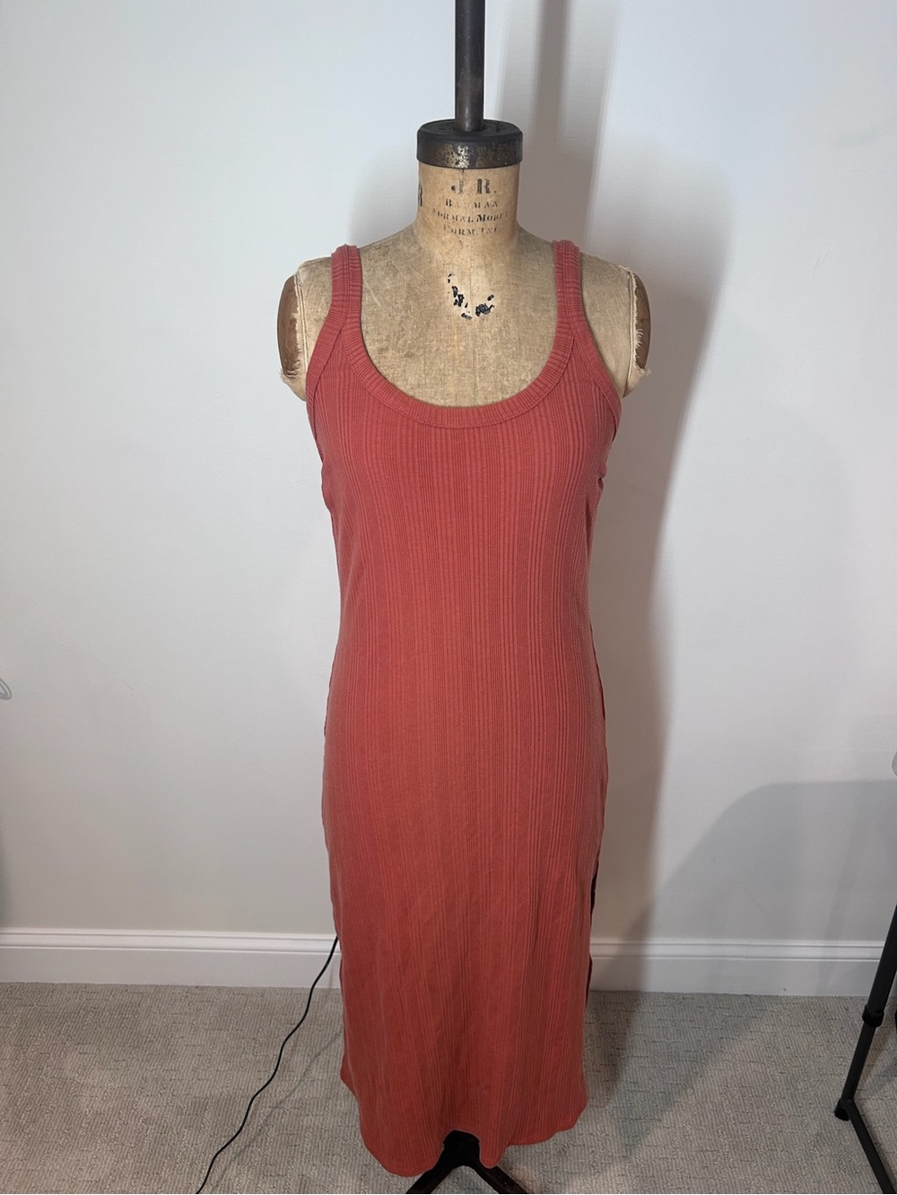 Vitamin A Ribbed Tank Midi Dress - Burnt Coral